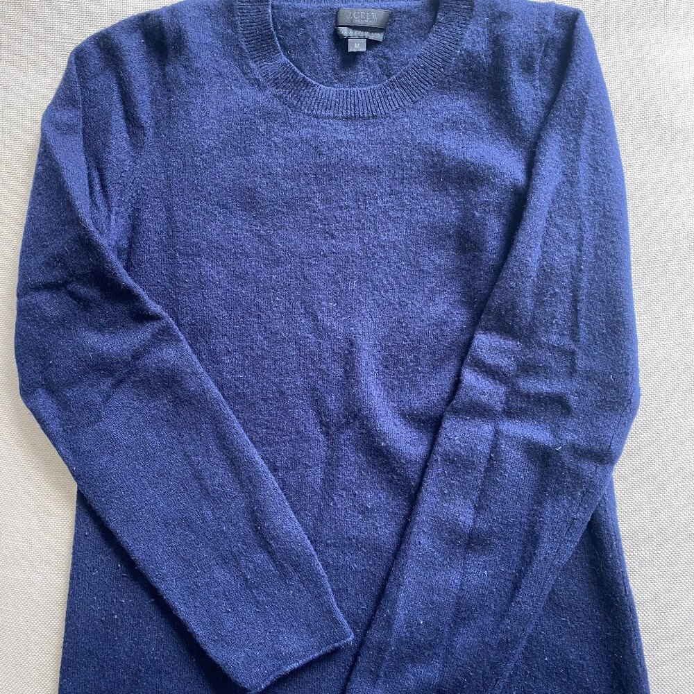 J Crew Navy Crewneck Cashmere Women's Sweater Size M